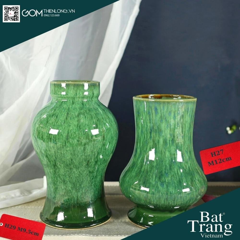 Bình Cắm Hoa Xanh Ngọc Men Hỏa Biến 226003