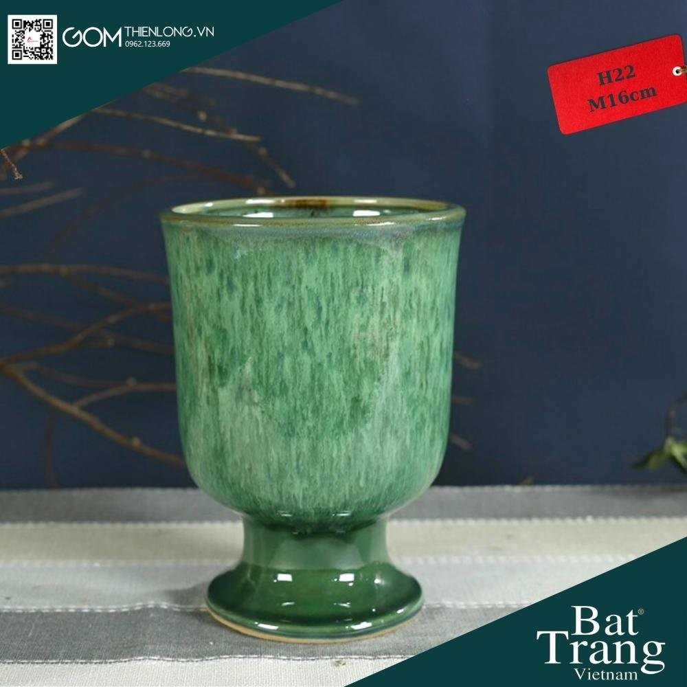 Bình Cắm Hoa Xanh Ngọc Men Hỏa Biến 226003