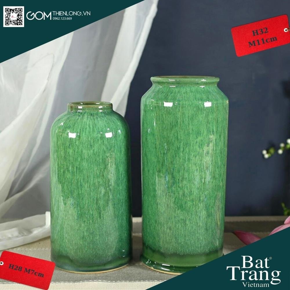 Bình Cắm Hoa Xanh Ngọc Men Hỏa Biến 226003