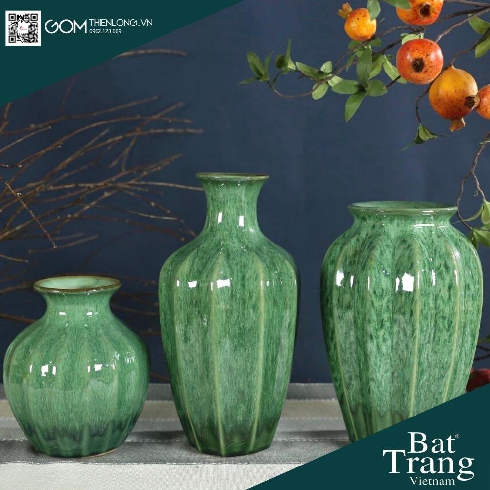 Bình Cắm Hoa Xanh Ngọc Men Hỏa Biến 226003
