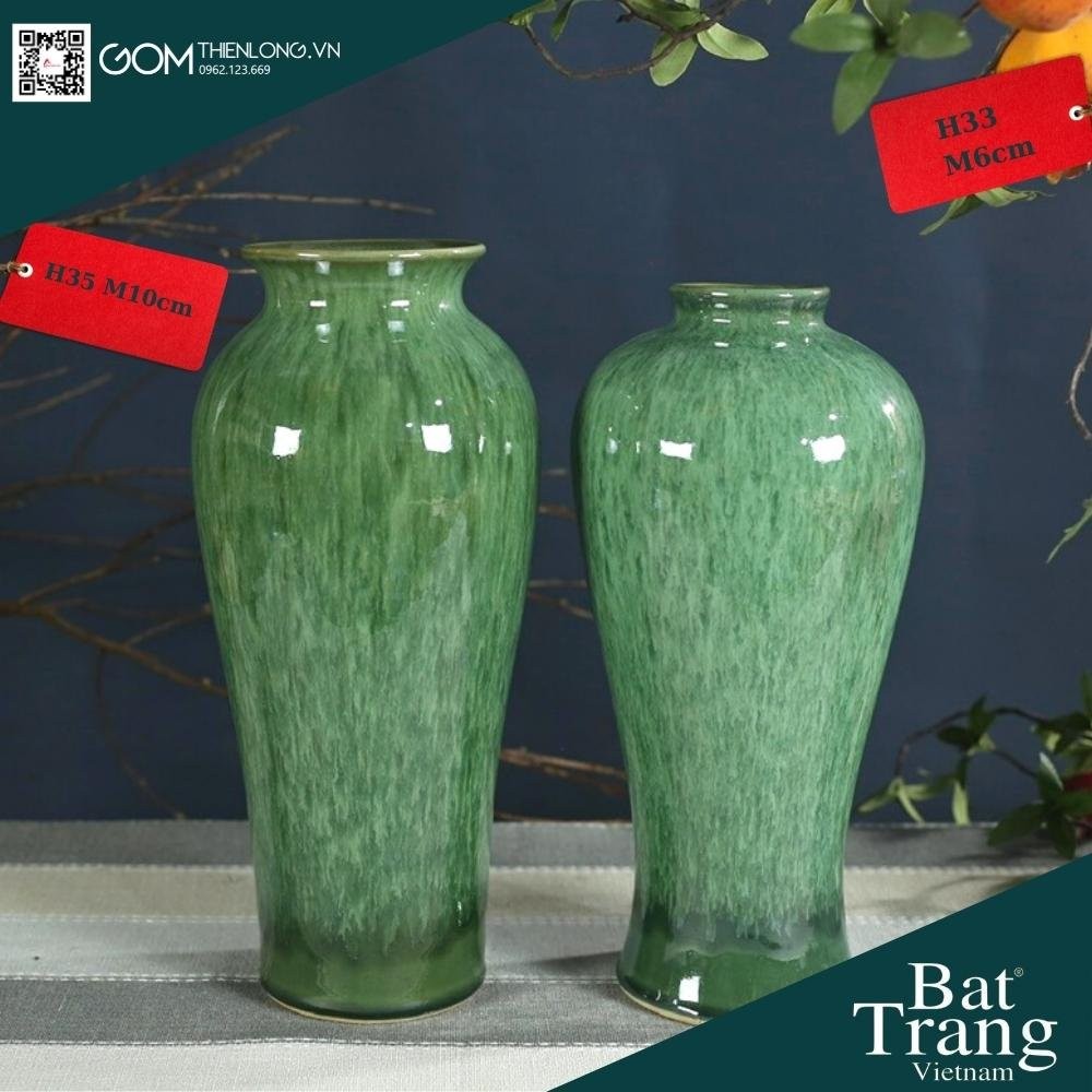 Bình Cắm Hoa Xanh Ngọc Men Hỏa Biến 226003