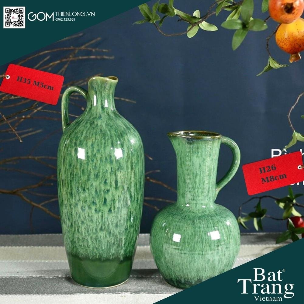 Bình Cắm Hoa Xanh Ngọc Men Hỏa Biến 226003