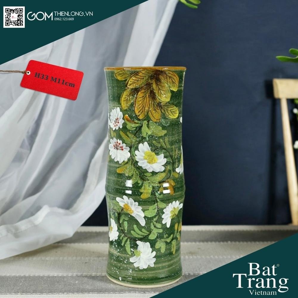 Bình Cắm Hoa Men Ganh Xanh Rêu 226005