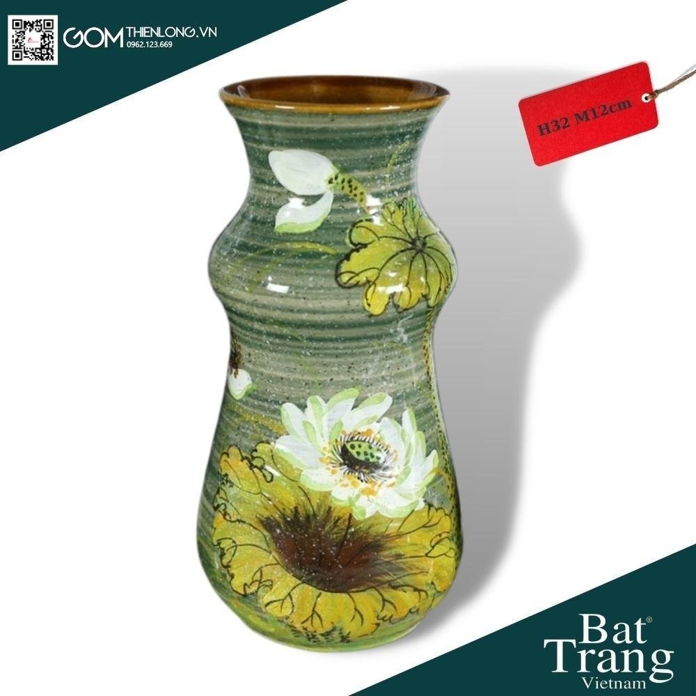 Bình Cắm Hoa Men Ganh Xanh Rêu 226005