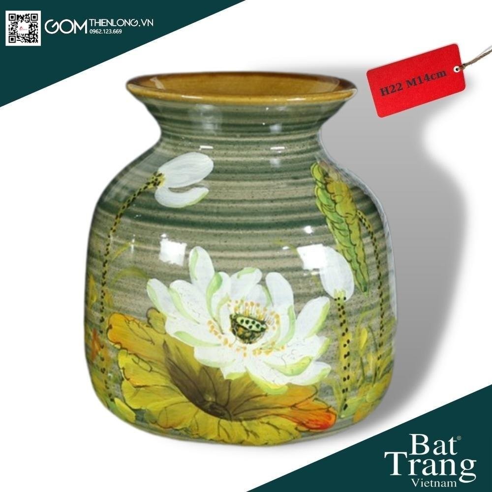 Bình Cắm Hoa Men Ganh Xanh Rêu 226005