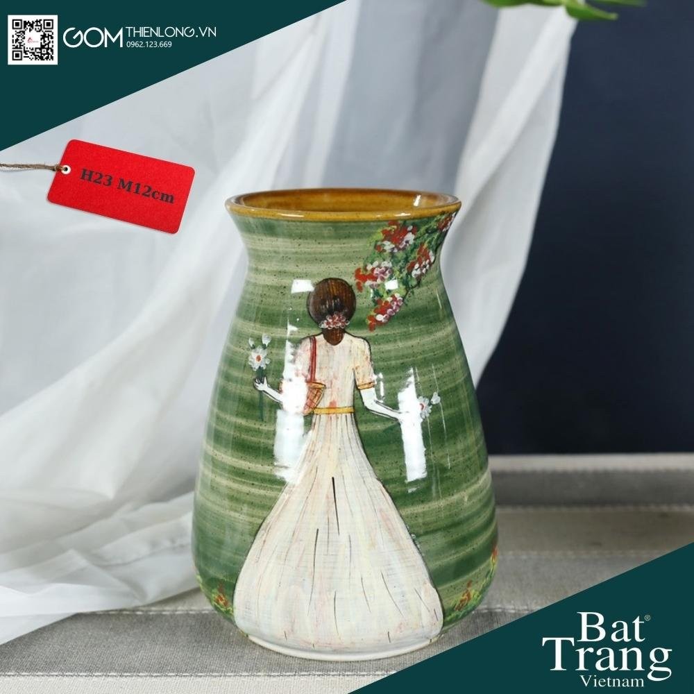 Bình Cắm Hoa Men Ganh Xanh Rêu 226005