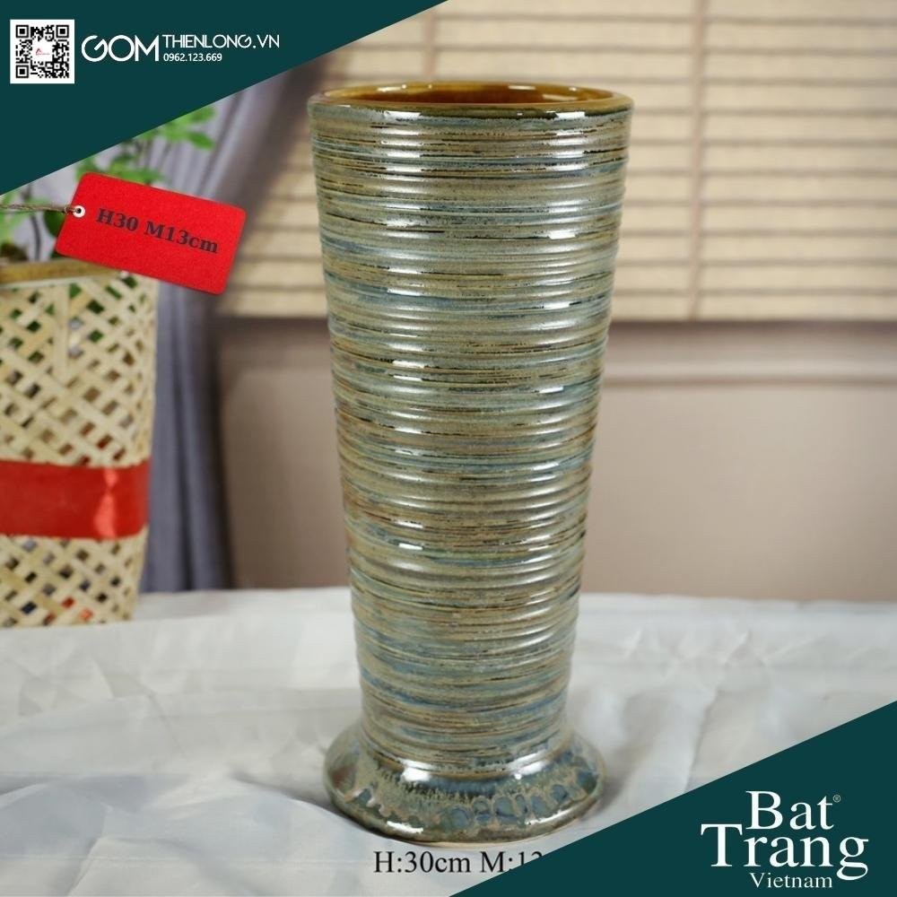 Bình Cắm Hoa Màu Ánh Bạc Men Mộc 226004