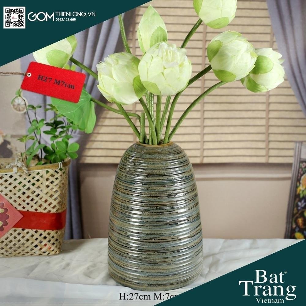 Bình Cắm Hoa Màu Ánh Bạc Men Mộc 226004