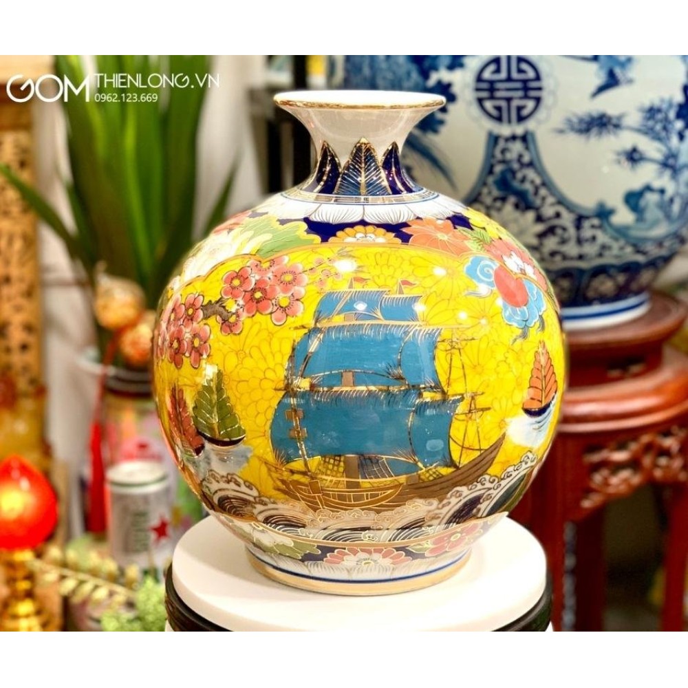 Bình Hút Lộc Vẽ Vàng Nhị Cảnh Thuận Buồm Mã Đáo 263004