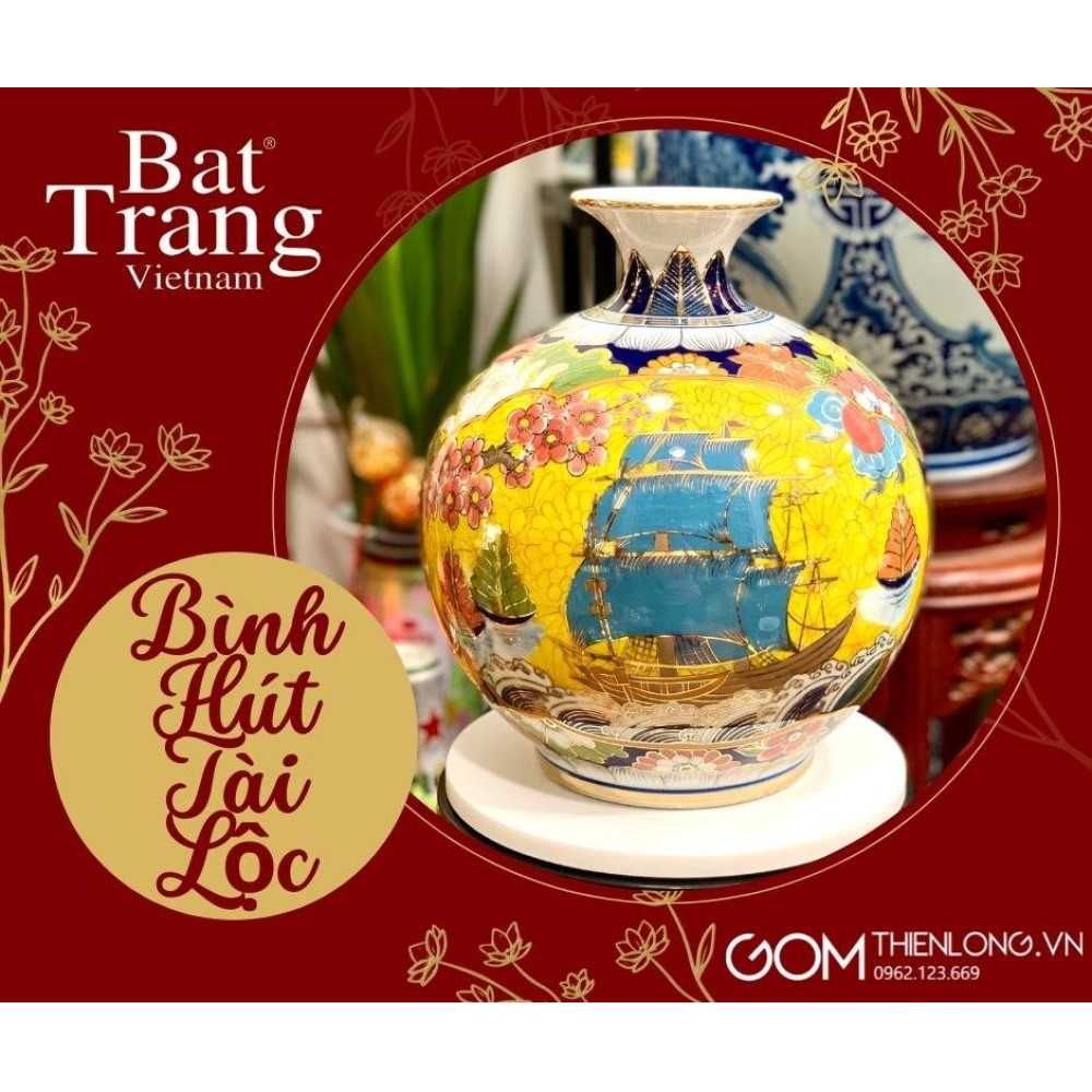 Bình Hút Lộc Vẽ Vàng Nhị Cảnh Thuận Buồm Mã Đáo 263004