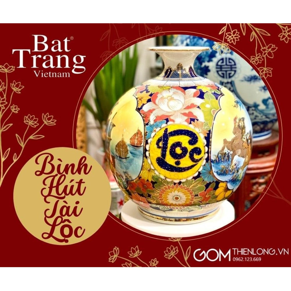 Bình Hút Lộc Vẽ Vàng Tứ Cảnh Tài Lộc Thuận Buồm Mã Đáo 263003