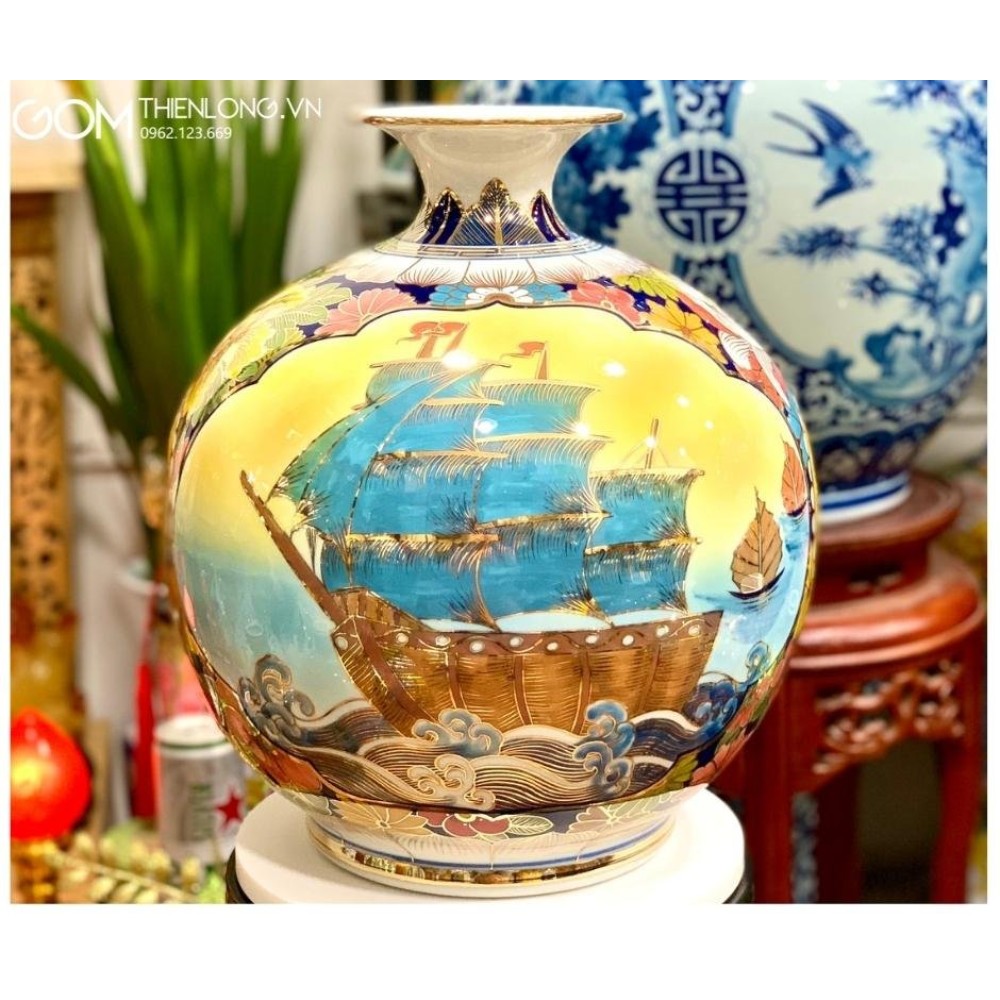Bình Hút Lộc Vẽ Vàng Tứ Cảnh Tài Lộc Thuận Buồm Mã Đáo 263003