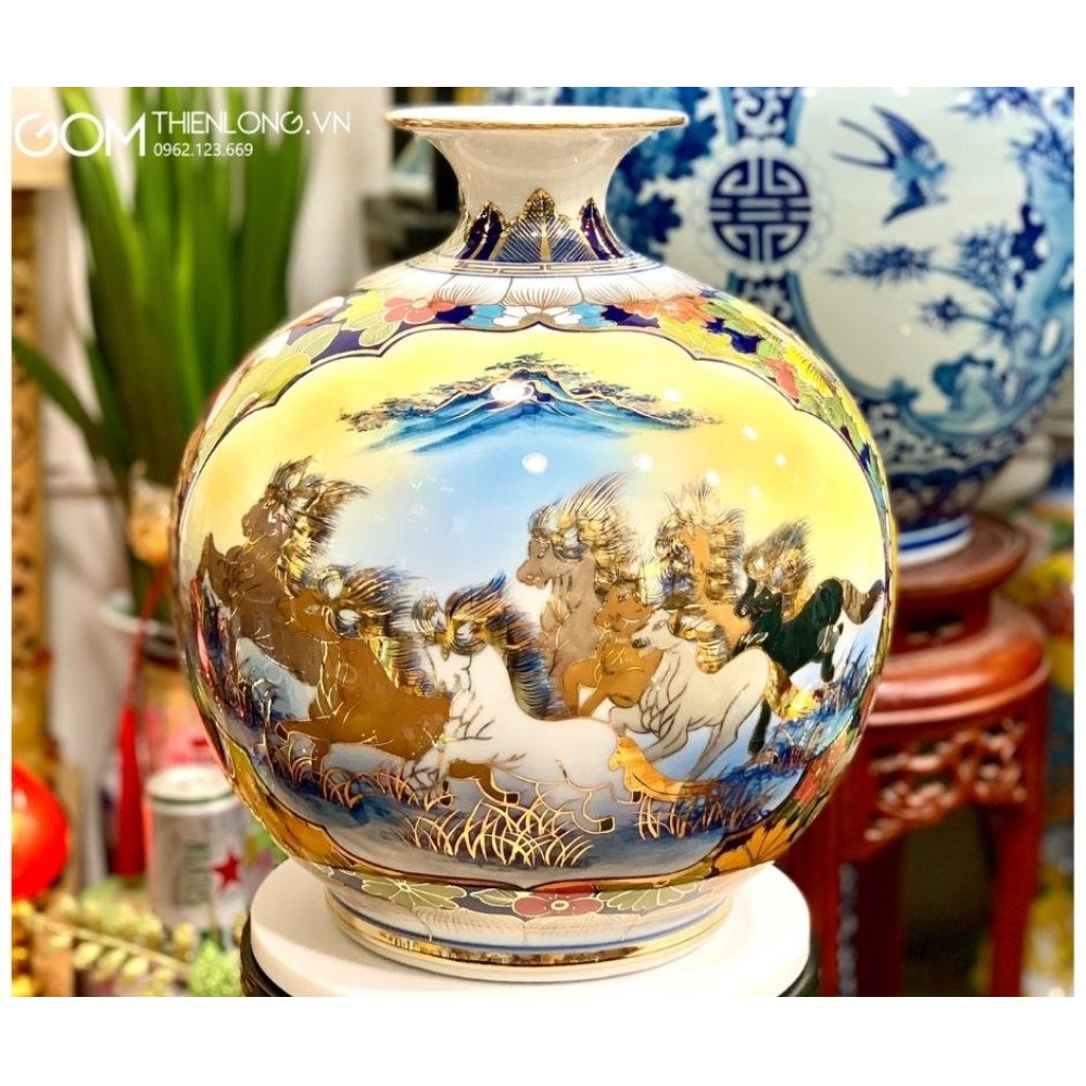Bình Hút Lộc Vẽ Vàng Tứ Cảnh Tài Lộc Thuận Buồm Mã Đáo 263003