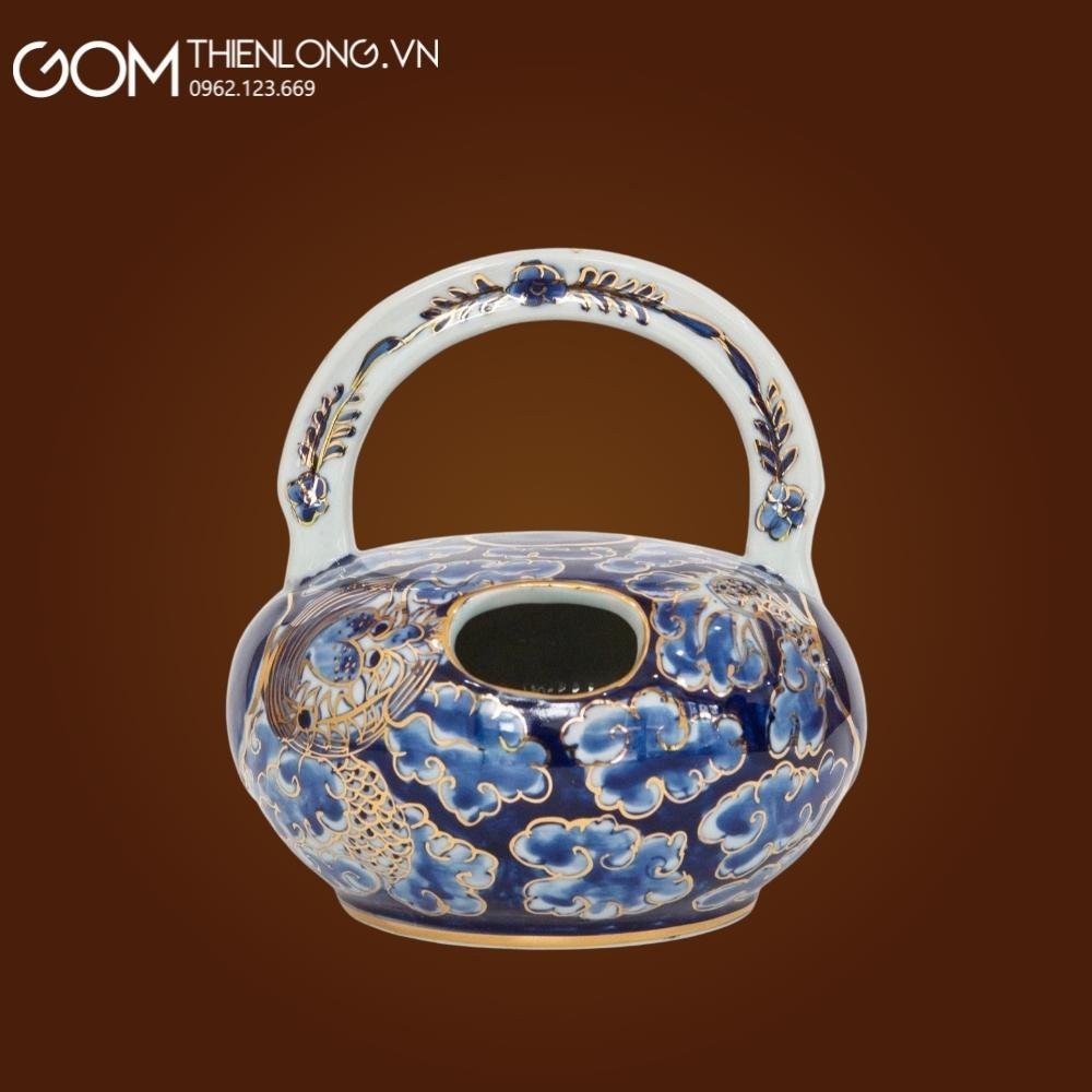 Bình Vôi Men Lam Vẽ Vàng Long Ẩn 236504