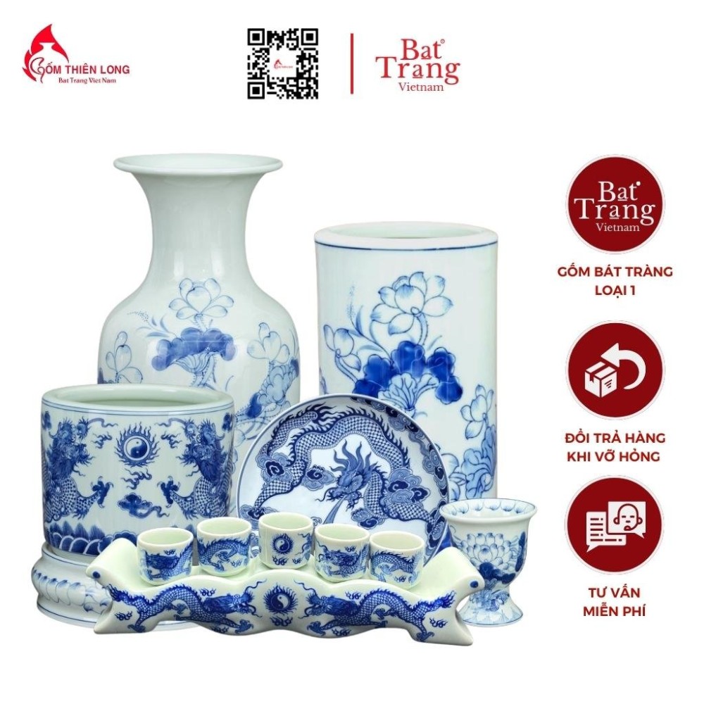 Bộ Đồ Thờ Bát Tràng Men Lam 236989