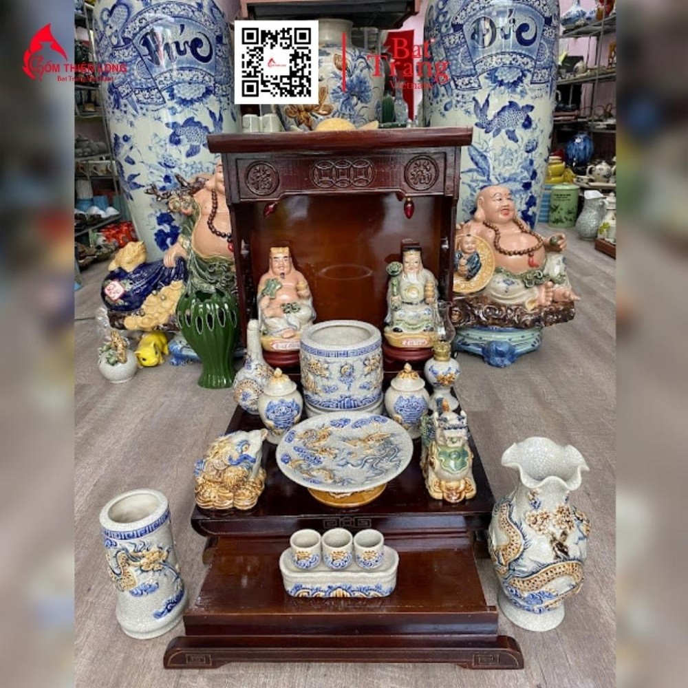 Bộ Đồ Thờ Men Rạn Đắp Nổi Bát Tràng 236992