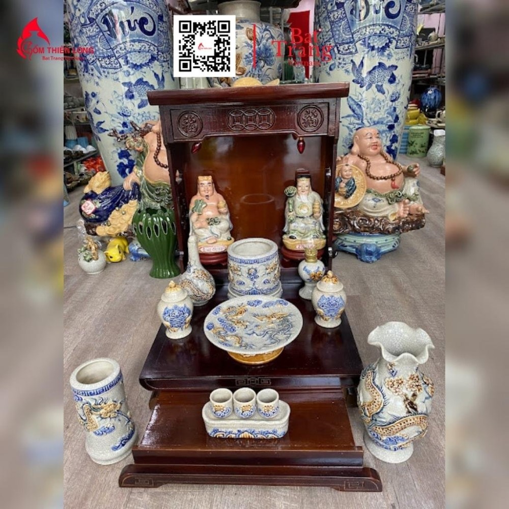 Bộ Đồ Thờ Men Rạn Đắp Nổi Bát Tràng 236992