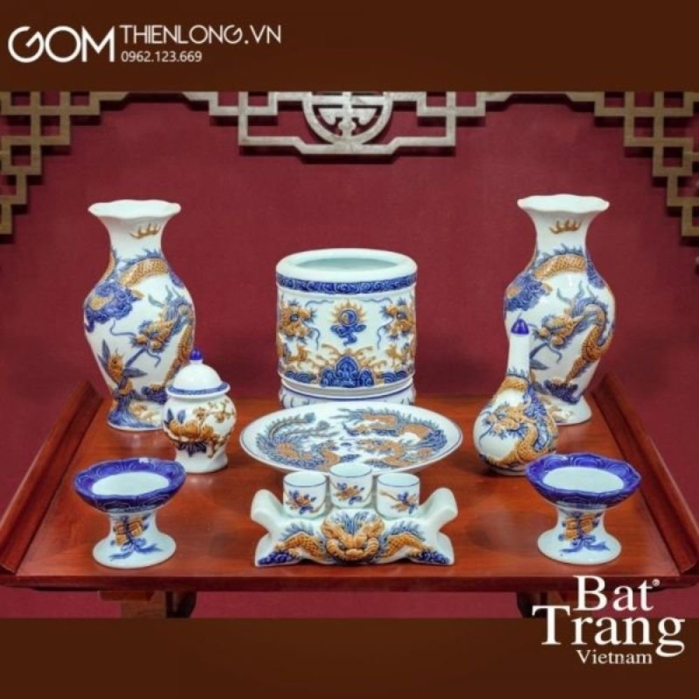 Bộ Đồ Thờ Thần Tài Men Ngọc Đắp Nổi 236988FIX