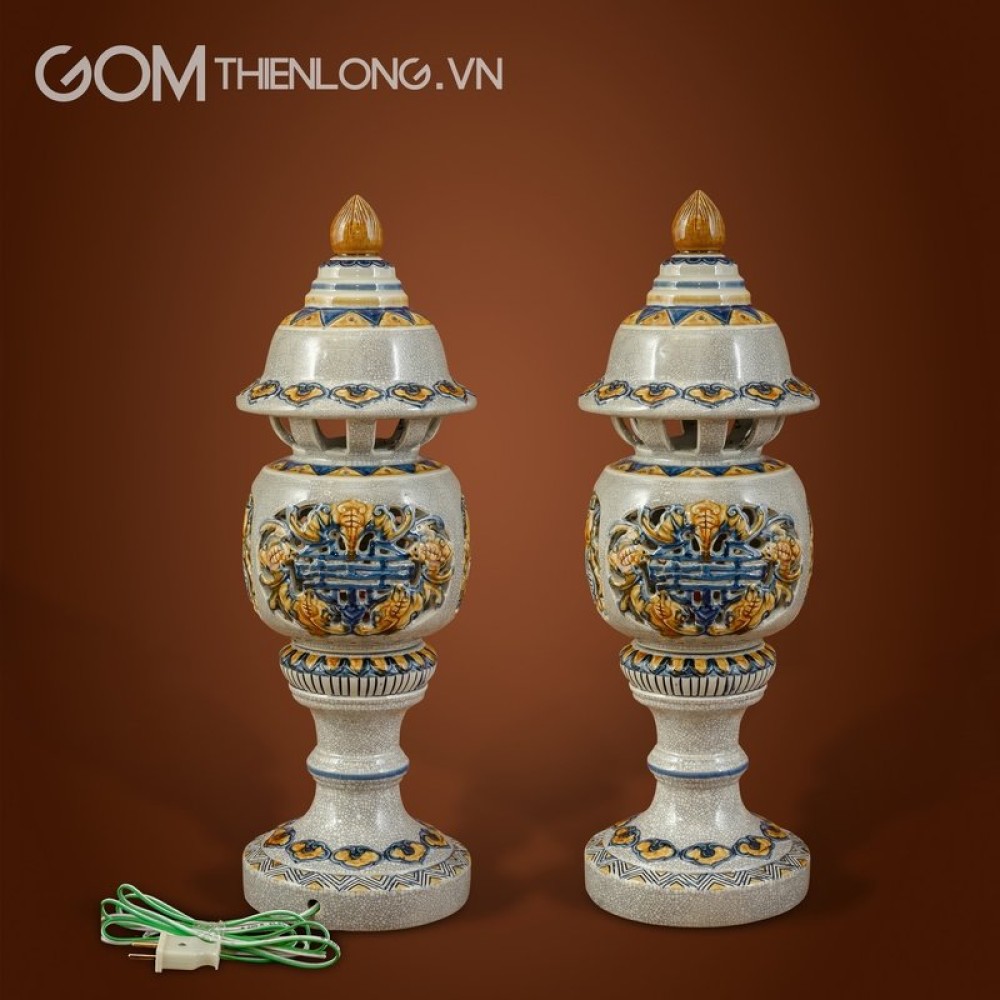 Bộ Đồ Thờ Bát Tràng Men Rạn Đắp Nổi Hoa Sen 236994