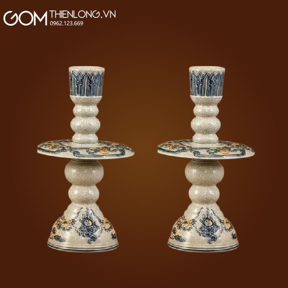 Bộ Đồ Thờ Bát Tràng Men Rạn Đắp Nổi Hoa Sen 236994