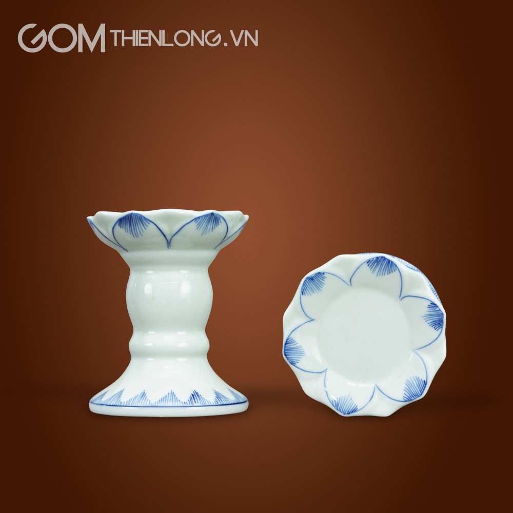 Chân Nến Men Lam Vẽ Sen 236502