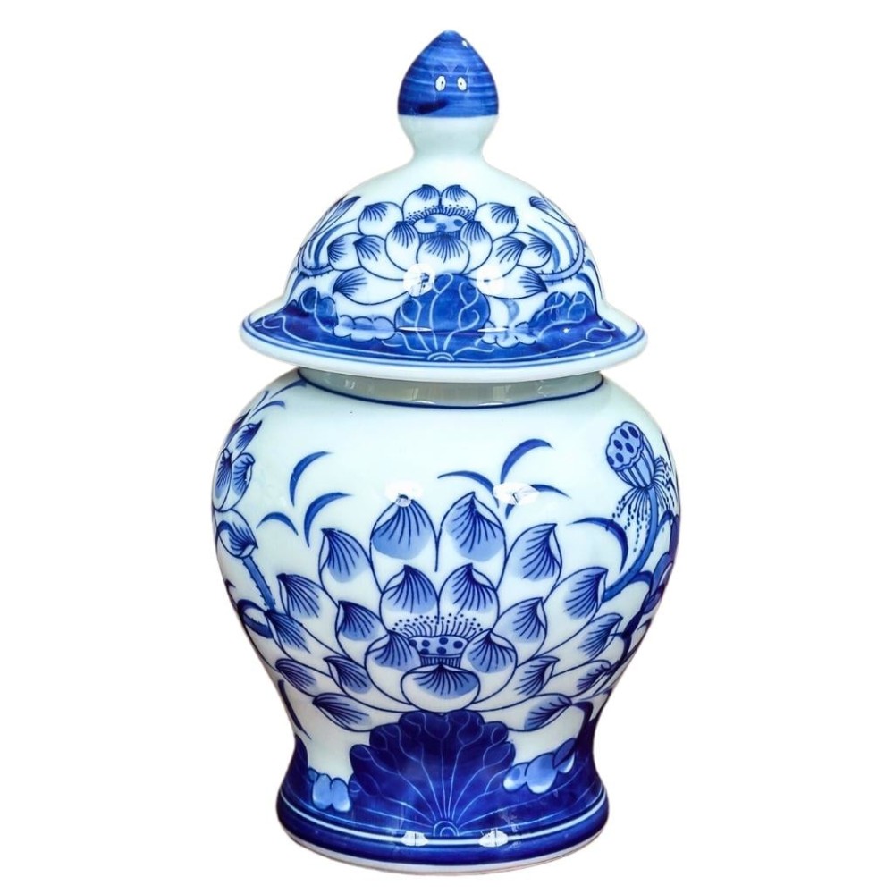 Chóe Thờ Bát Tràng Men Lam Ngọc Vẽ Hoa Sen 230235