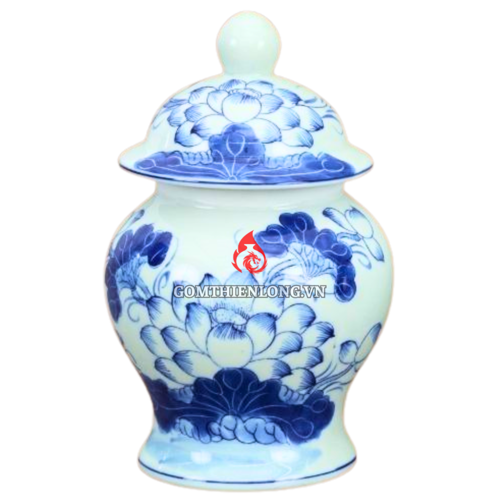 Chóe Thờ Bát Tràng Men Lam Vẽ Hoa Sen 230236