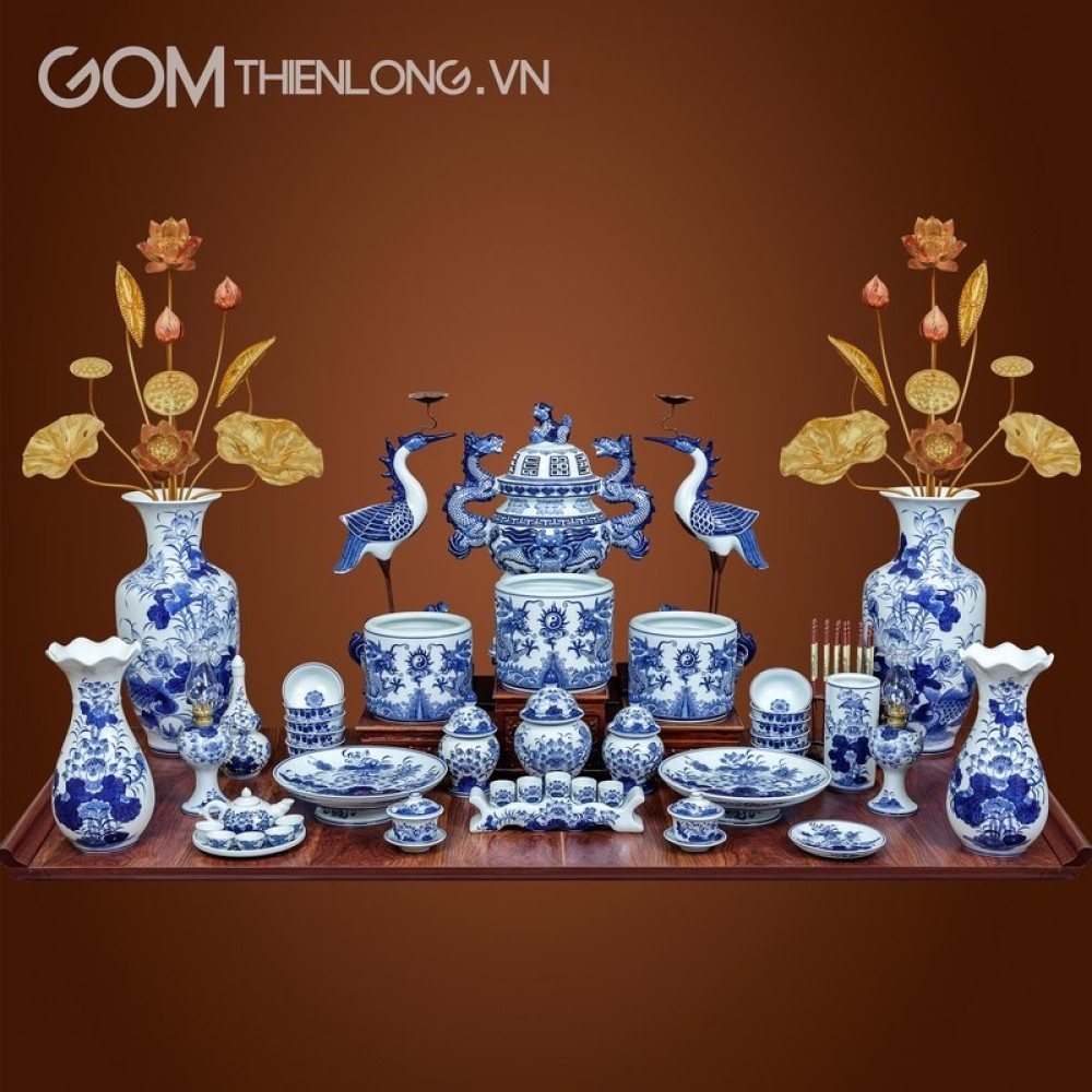 Bộ Đồ Thờ Bát Tràng Men Lam 236989