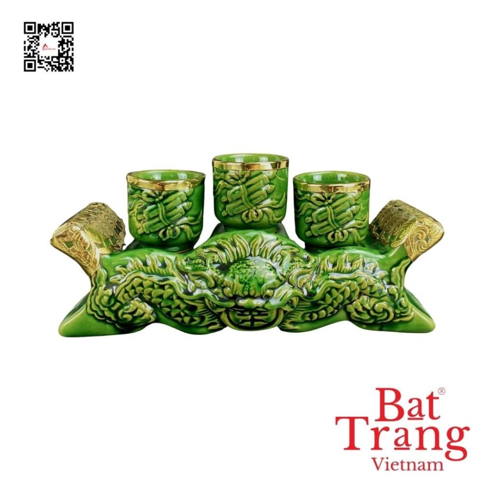 Bộ Đồ Thờ Bát Tràng Xanh Ngọc Lục Bảo Đắp Nổi 236986