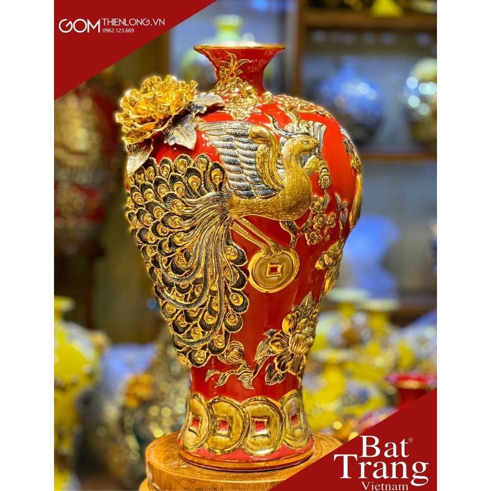 Mai Bình Đắp Nổi Vẽ Vàng Công Hoa Phú Quý 263303