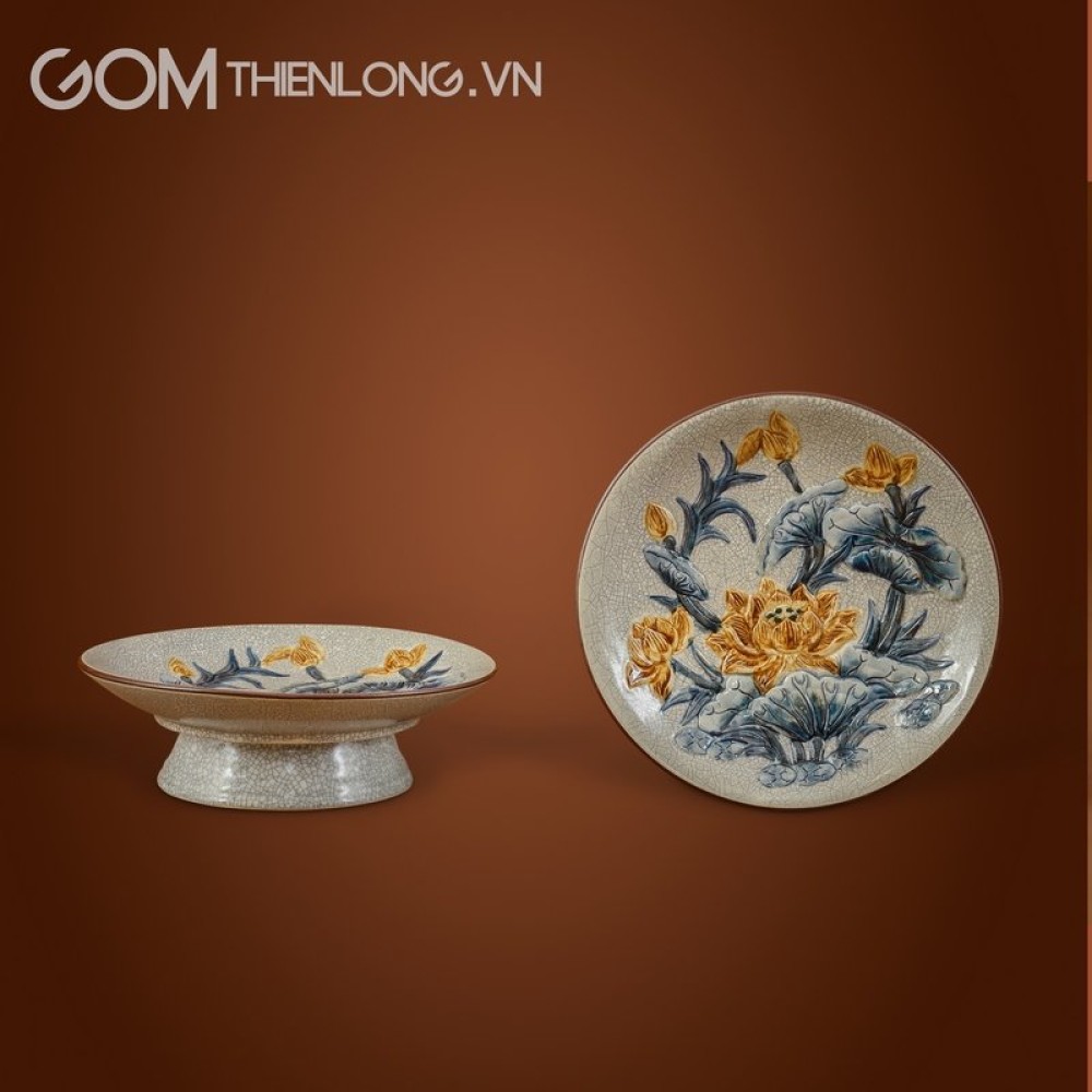 Bộ Đồ Thờ Bát Tràng Men Rạn Đắp Nổi Hoa Sen 236994