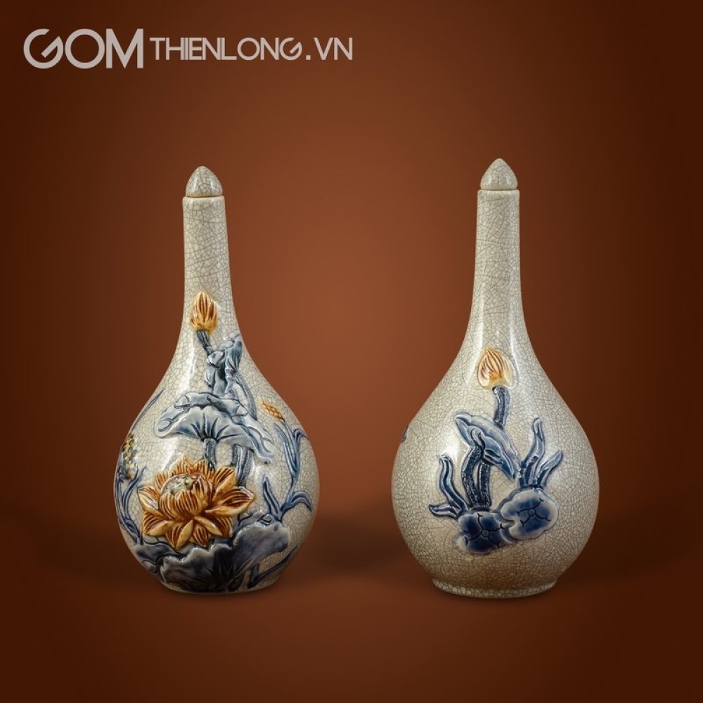 Bộ Đồ Thờ Bát Tràng Men Rạn Đắp Nổi Hoa Sen 236994