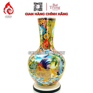 Bình Củ Tỏi Bát Tràng Song Phụng - Kim Kê Đại Cát Vẽ Vàng 231190