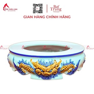 Đế Bát Hương Men Ngọc Đắp Nổi 230817