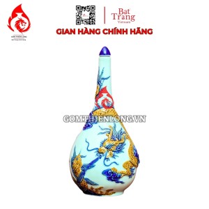 Nậm Rượu Thờ Men Ngọc Đắp Nổi 240118