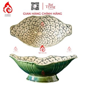 Bát Đựng Gà Cúng Xanh Rêu Vẽ Liên Hoa 230923
