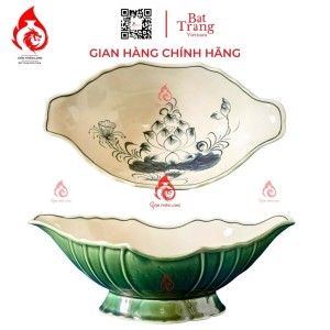 Bát Đựng Gà Cúng Xanh Rêu Vẽ Sen 230920