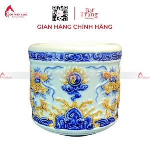 Bát Hương Bát Tràng Men Ngọc Đắp Nổi 040723