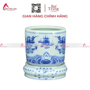 Bát Hương Men Lam Vẽ Sen Rồng 170723