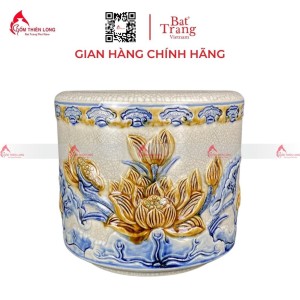 Bát Hương Men Rạn Đắp Nổi Hoa Sen S120723