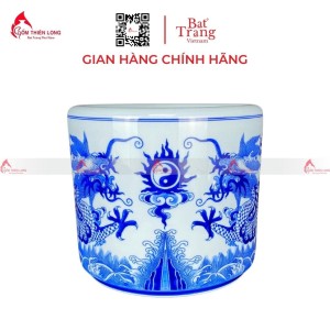 Bát Hương Bát Tràng Vuốt Tay Men Lam Vẽ Rồng R236699