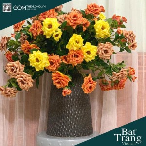 Bình Cắm Hoa Nghệ Thuật Dáng Chuông Nâu Đen Gốm 226100