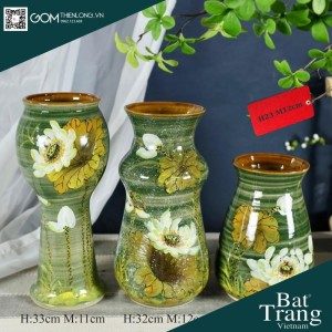 Bình Cắm Hoa Men Ganh Xanh Rêu 226005