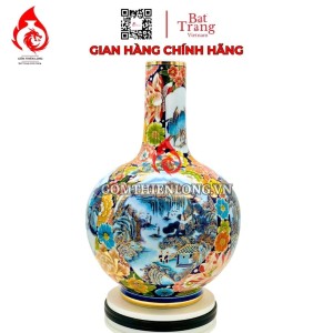 Bình Củ Tỏi Bát Tràng Vẽ Vàng Sơn Thủy 231189