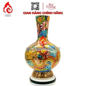 Bình Củ Tỏi Bát Tràng Vẽ Vàng Long Phụng Xum Vầy 231187