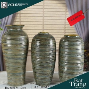 Bình Cắm Hoa Màu Ánh Bạc Men Mộc 226004