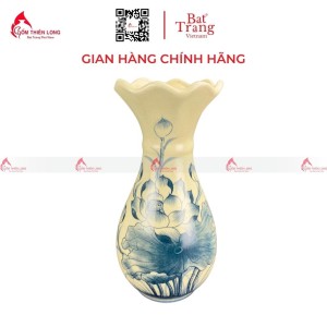 Lọ Hoa Bàn Thờ Men Rạn Vẽ Sen Miệng Lượn S230843