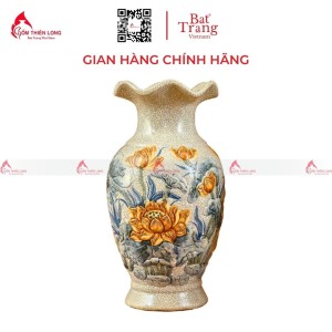 Lọ Hoa Ban Thờ Men Rạn Miệng Lượn 230829