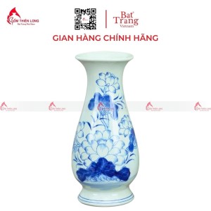 Lọ Hoa Bàn Thờ Men Lam Vẽ Sen S230822