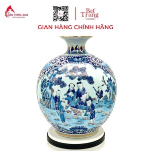 Bình Hút Lộc Bách Nhi Vẽ Vàng Men Lam Cổ HLCA002